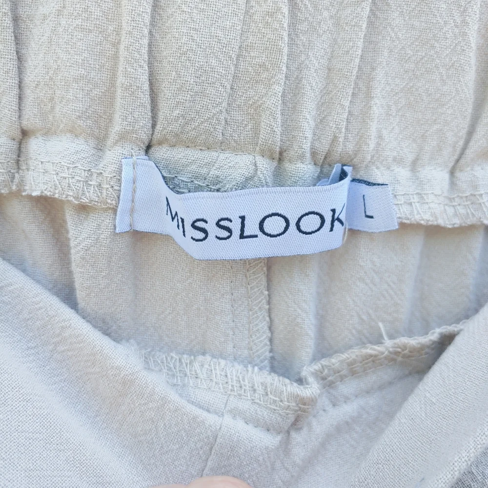Misslook Beige Wide Leg Layered High Waist Pull On Stretch Lounge Pants Sz L - Picture 5 of 6